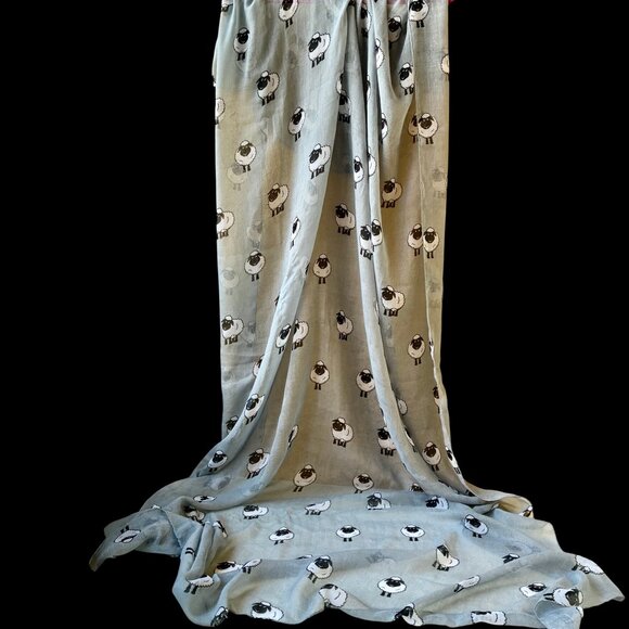 Extra Large Lightweight Viscose Gray Scarf SHEEP 45" x. 69" - Picture 2 of 13